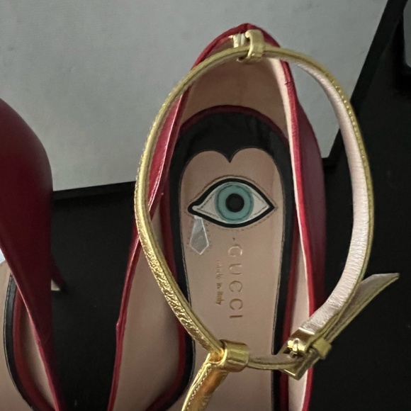 Exclusive Sand Pellets S. Cuoio Malaga Kid/Nappa – Silk Hibiscus Red/Oro Vecchio - Picture 7 of 9